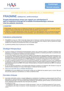 Synthese d`avis fragmine - Groupe Francophone thrombose et cancer