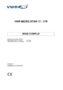 Caractéristiques de la VWR MICRO STAR 17 / 17R