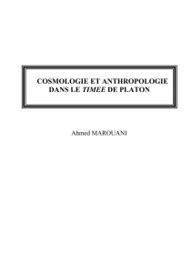 cosmologie et anthropologie dans le timee de platon