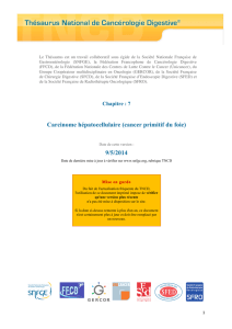 Carcinome hépatocellulaire (cancer primitif du foie) 9/5/2014