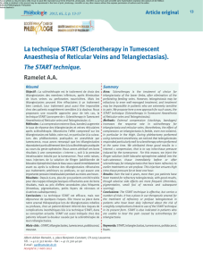 Article original La technique START (Sclerotherapy in Tumescent