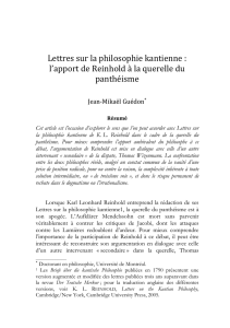 Lettres sur la philosophie kantienne : l`apport de