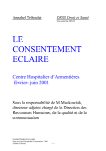 Le consentement éclairé mémoire DESS Droit et Santé Lille