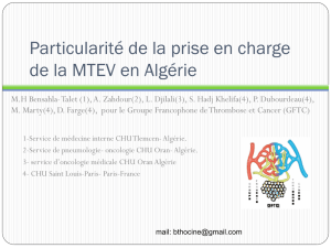 MTEV en algerie - Groupe Francophone thrombose et cancer