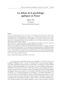 Les debuts de la psychologie appliquee en France Régine Plas