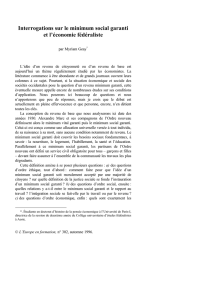 Interrogations sur le minimum social garanti et l`économie fédéraliste