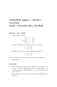 N1MA3W01 Algèbre 2 - Partiel 2 Correction Lundi 17 Novembre