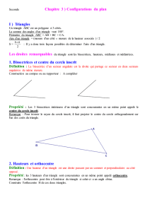 Chapitre 3 ) Configurations du plan I ) Triangles 1. Bissectrices et