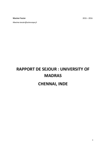 RAPPORT DE SEJOUR : UNIVERSITY OF MADRAS CHENNAI, INDE
