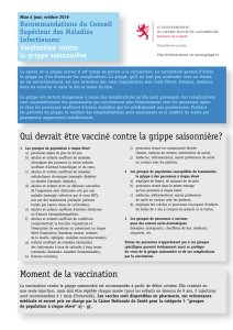 Moment de la vaccination Qui devrait être vacciné contre la grippe