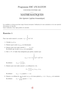 Mathematiques - 1999 - Classe Prepa HEC (ECE)