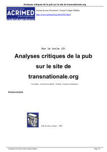 Analyses critiques de la pub sur le site de transnationale.org