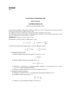 Mathematiques III - 2001 - Classe Prepa HEC (ECE)