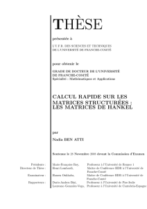 Calcul rapide sur les matrices structurées : les matrices de Hankel