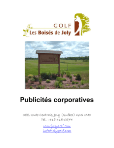 Publicités corporatives - Club de golf Les Boisés de Joly