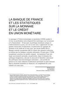 La Banque de France et les statistiques sur la monnaie et le crédit