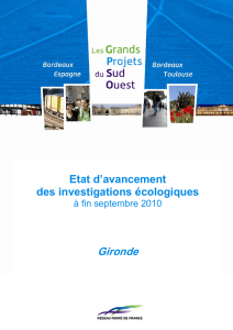 Etat d`avancement des investigations écologiques Gironde