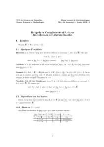 Rappels et Compléments d`Analyse Introduction à l`Algèbre linéaire