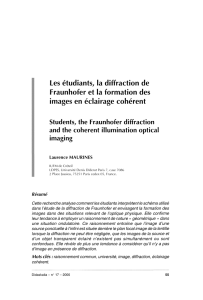 Les étudiants, la diffraction de Fraunhofer et la formation des images
