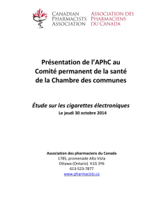 Submission to Health Canada on E-Cigarettes