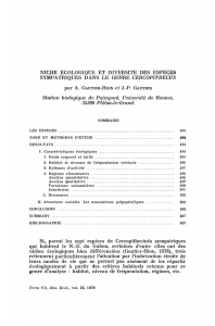 NICHE ECOLOGIQUE ET DIVERSITE DES ESPECES