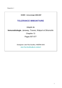 tolerance immunitaire