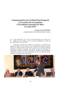 Communication du Cardinal Paul Poupard, à l`occasion de sa