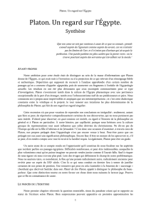 Platon. Un regard sur l`Égypte.
