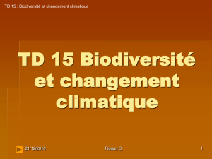 TD 15 Biodiversité et changement climatique