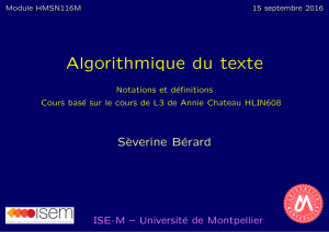 Algorithmique du texte - Université de Montpellier