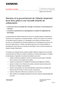 Siemens et le gouvernement de l`Alberta