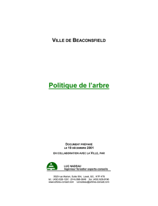 Politique de l`arbre - Ville de Beaconsﬁeld