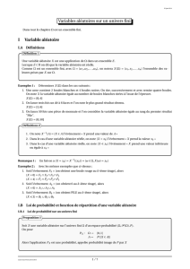 Variables aléatoires sur un univers fini I Variable aléatoire