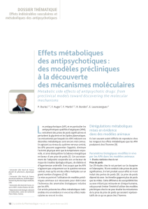 Effets métaboliques des antipsychotiques : des modèles