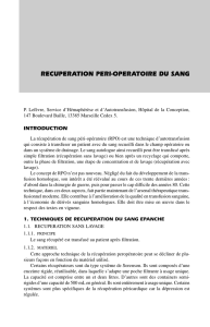 Récupération péri-opératoire du sang