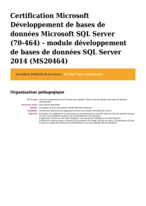 Certification Microsoft Développement de bases de données