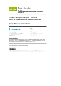 Recueil d`une pharmacopée à Mayotte