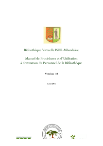 Bibliothèque Virtuelle ISDR-Mbandaka: Manuel de