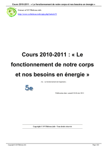 Cours 2010-2011 : « Le fonctionnement de notre