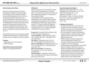 Mode d`emploi Hygromètre digital avec thermomètre