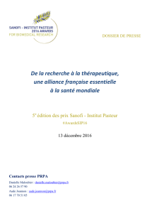 prix Sanofi - Institut Pasteur