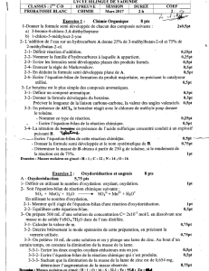 Exercice 1 : Chimie Organique 8 pts Exercice 2 : Oxydoréduction et
