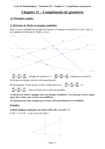 Chapitre 11 – Compléments de géométrie