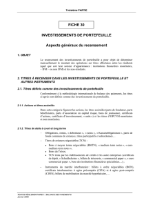 FICHE 30 INVESTISSEMENTS DE PORTEFEUILLE Aspects