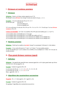 Arithmétique I - Diviseurs et nombres premiers II