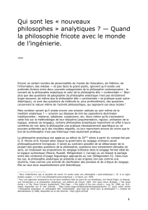 Qui sont les « nouveaux philosophes » analytiques