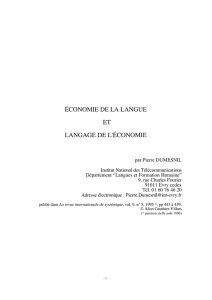 économie de la langue et langage de l`économie