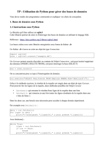 TP : Utilisation de Python pour gérer des bases de données