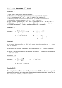 FAC - 8 - Equations 2 degré