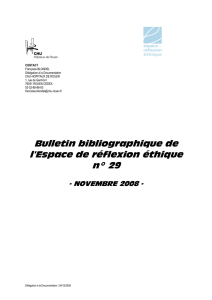 Bulletin bibliographique de l`Espace de réflexion éthique n° 29